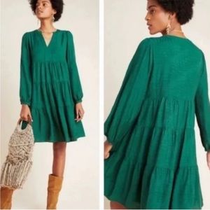 Anthropologie LS Tiered Dress- XS